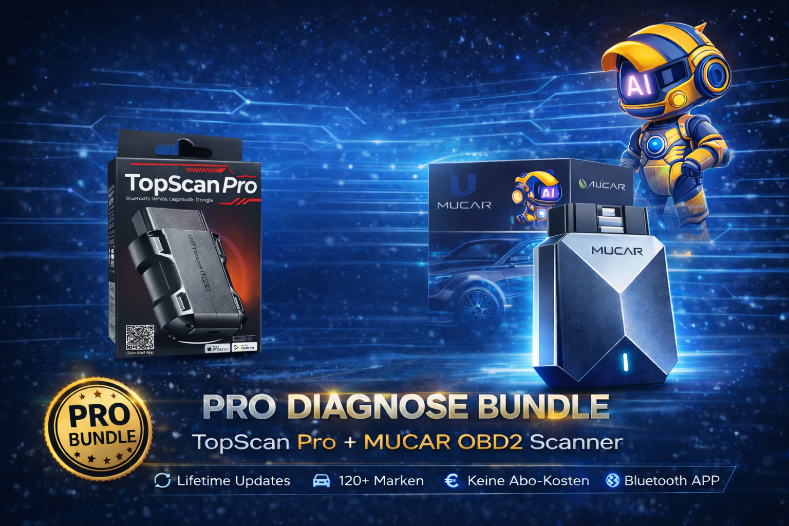 Profi Diagnose Bundle: MittmannLive Pro + MUCAR Scanner – Fehlercodes in Sekunden lösen | Vollsystem + AI + Lifetime Updates