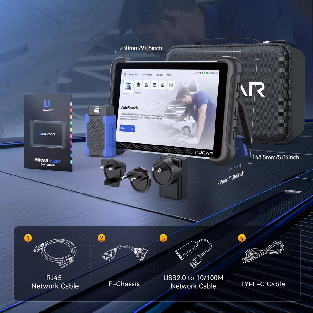 MUCAR 892BT AI Automotive Diagnostic Tool Bi directional Obd2 Scanner ECU Coding CANFD DOIP 35 Resets Life Free