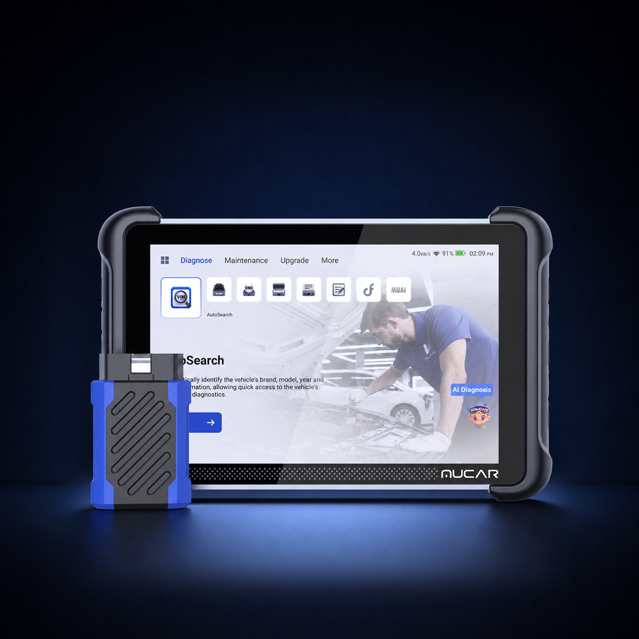 MUCAR 892BT AI-Profi-Diagnosegerät mit ECU-Codierung – Hauptbild im MUCAR.SHOP-Stil